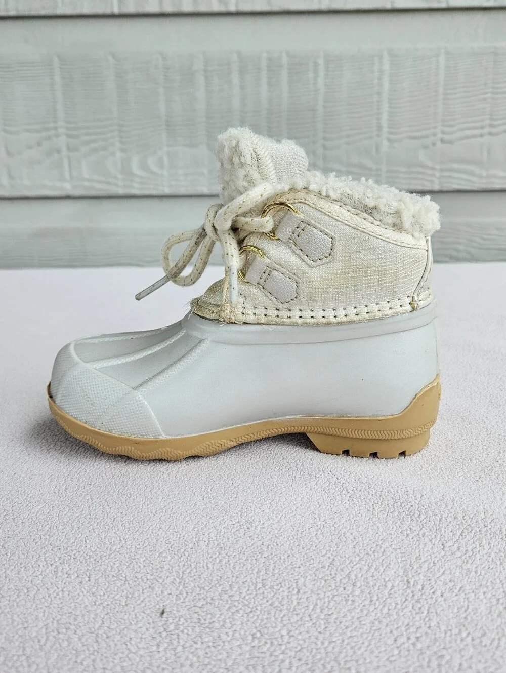 Sperry Kids' Port Alpine Duck Ankle Boot Toddler SZ 7 White Waterproof Lined